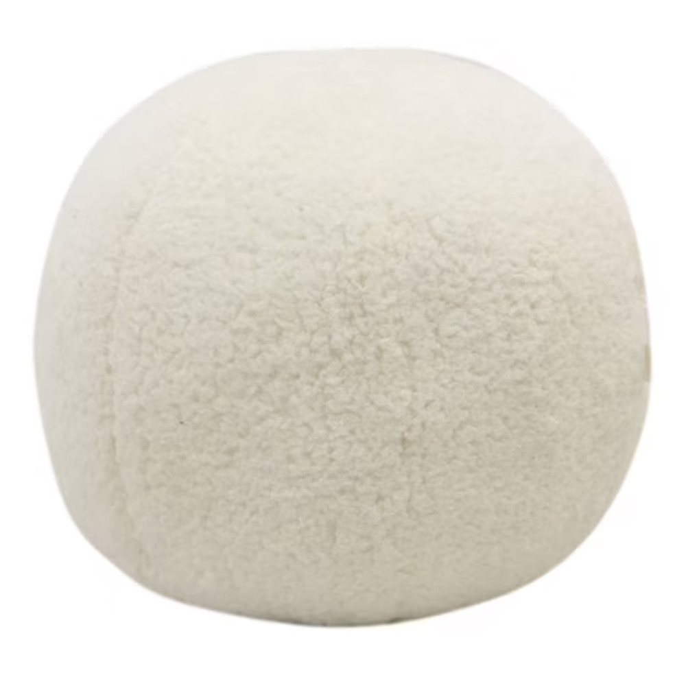 Target Decorative Ball Pillow 9” White Faux Fur Ball‎ Throw Accent NEW